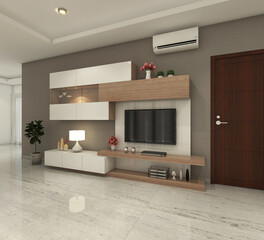 Television Cabinet design with back panel and storage boxs. Suitable for modern living room. 