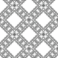  Geometric vector pattern with triangular elements. Seamless abstract ornament for wallpapers and backgrounds. Black and white colors. 