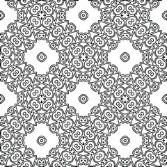  Geometric vector pattern with triangular elements. Seamless abstract ornament for wallpapers and backgrounds. Black and white colors. 