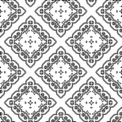  Geometric vector pattern with triangular elements. Seamless abstract ornament for wallpapers and backgrounds. Black and white colors. 