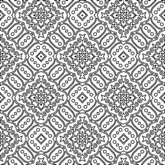  Geometric vector pattern with triangular elements. Seamless abstract ornament for wallpapers and backgrounds. Black and white colors. 