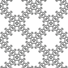  Geometric vector pattern with triangular elements. Seamless abstract ornament for wallpapers and backgrounds. Black and white colors. 