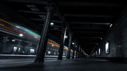 Langzeitbelichtung einer Straßenbahn in Hannover Deutschland