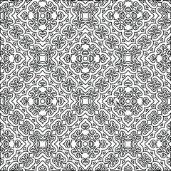  Geometric vector pattern with triangular elements. Seamless abstract ornament for wallpapers and backgrounds. Black and white colors. 