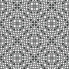  Geometric vector pattern with triangular elements. Seamless abstract ornament for wallpapers and backgrounds. Black and white colors. 