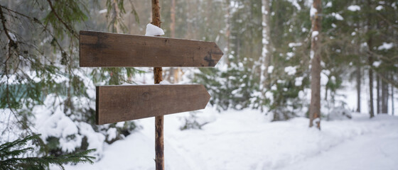 Signpost wooden in the forest