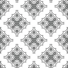 Geometric vector pattern with triangular elements. Seamless abstract ornament for wallpapers and backgrounds. Black and white colors. 