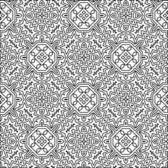 Geometric vector pattern with triangular elements. Seamless abstract ornament for wallpapers and backgrounds. Black and white colors. 