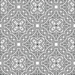 Geometric vector pattern with triangular elements. Seamless abstract ornament for wallpapers and backgrounds. Black and white colors. 