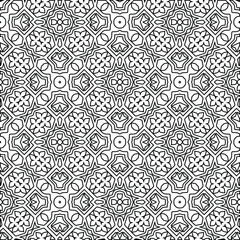 Geometric vector pattern with triangular elements. Seamless abstract ornament for wallpapers and backgrounds. Black and white colors. 