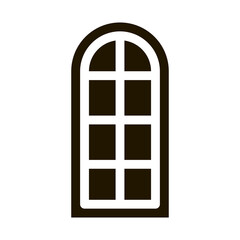 arched window consisting of square glasses glyph icon vector. arched window consisting of square glasses sign. isolated symbol illustration