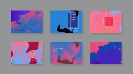 Set of horizontal a4 covers, brochure, flyer template design with abstract background