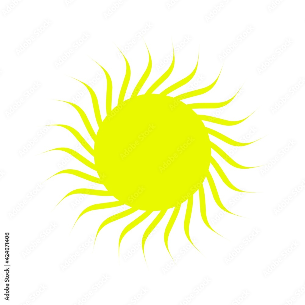 Poster yellow circular pattern in the form of the sun. striped decor. 3d rendering illustration.