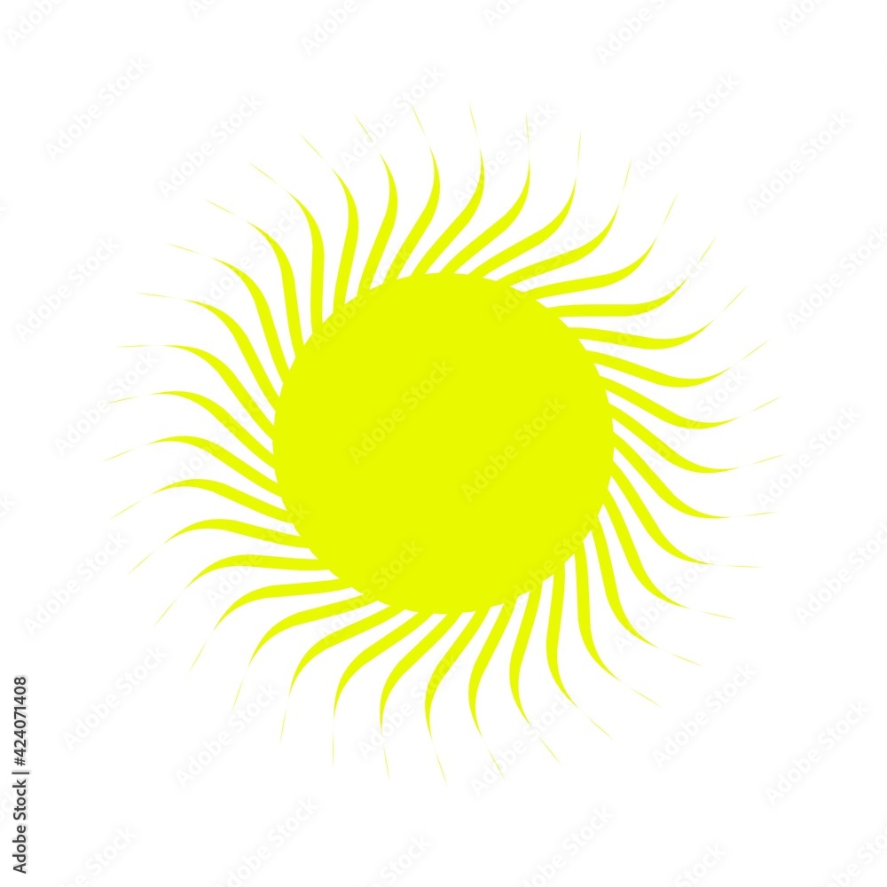 Poster yellow circular pattern in the form of the sun. striped decor. 3d rendering illustration.