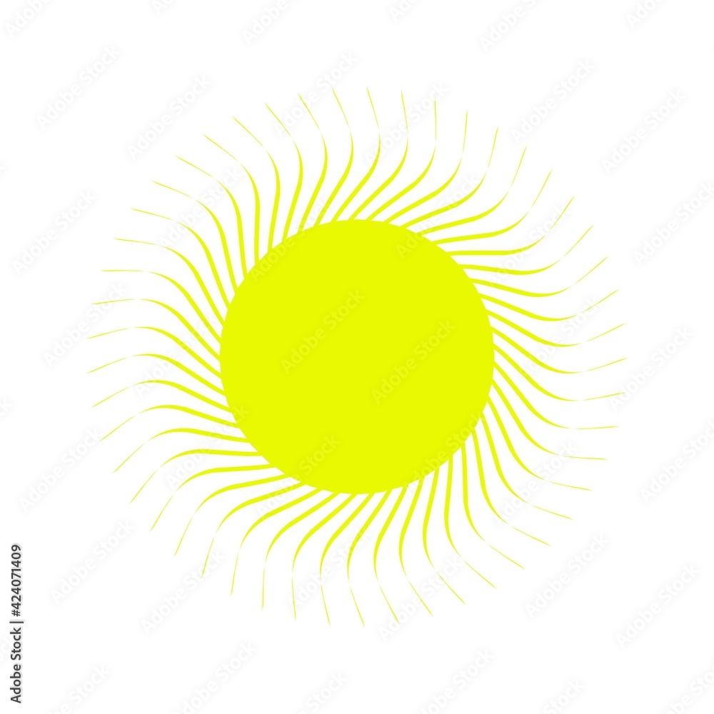 Poster yellow circular pattern in the form of the sun. striped decor. 3d rendering illustration.