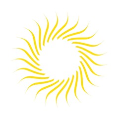 Fototapeta na wymiar Yellow circular pattern in the form of the sun. Striped decor. 3d rendering illustration.