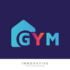 Letter GYM with dumbbell icon. Vector logo design template.