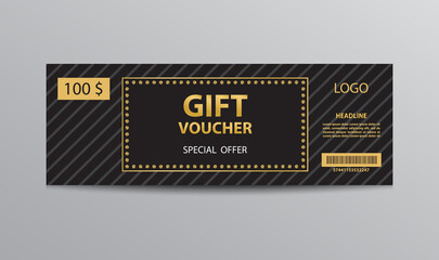 Black gift voucher template with special offer