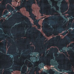 Seamless blue pink cream and navy surface pattern. High quality illustration. Overlaid and multiplied distressed and grungy worn abstract design for print. Detailed artistic repeat tile swatch.