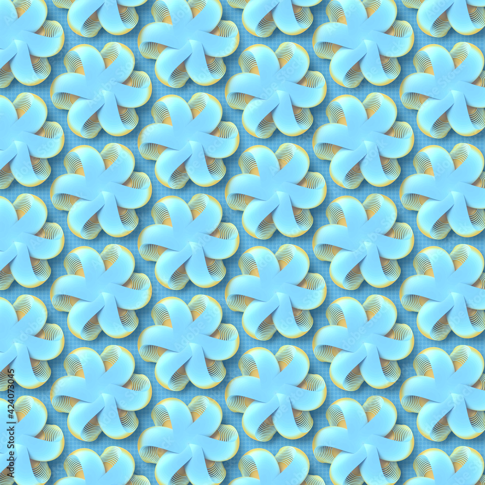 Aufkleber multi colored simple geometric stylized pattern of flowers. 3d rendering illustration. trendy design