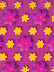 3d rendering geometric stylized pattern of flower heads. Art background. Trendy design element. Digital illustration
