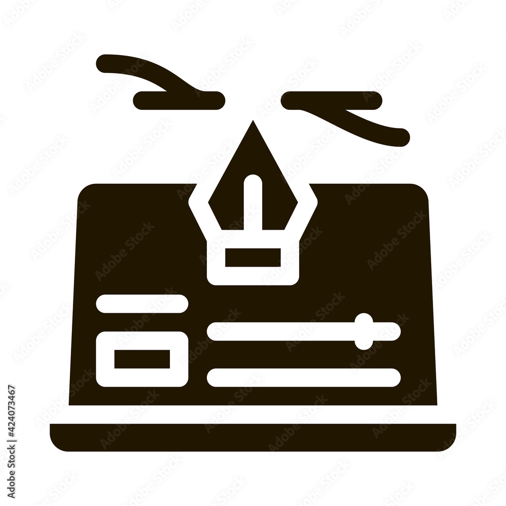 Aufkleber computer maker movie settings glyph icon vector. computer maker movie settings sign. isolated symbol