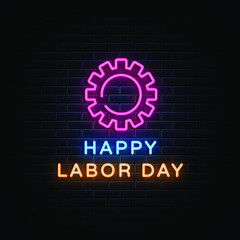 World labor day neon sign  neon style