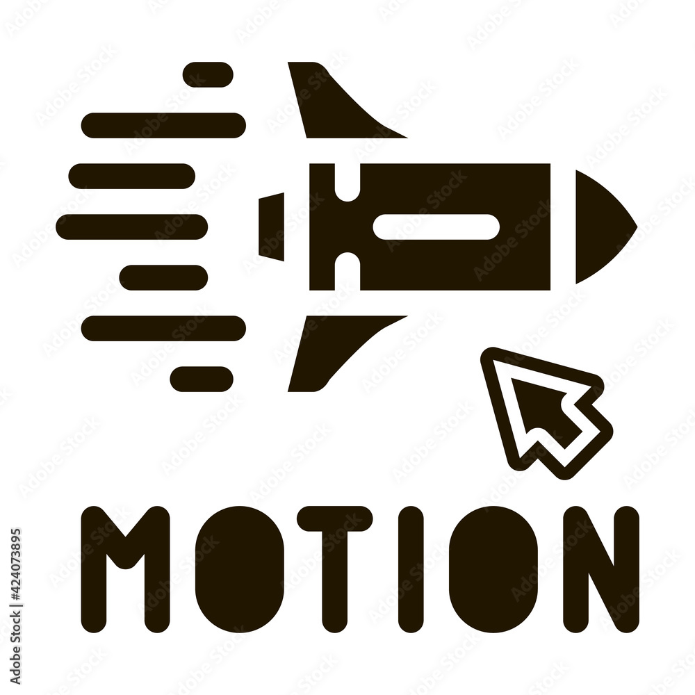 Poster work with rocket objects in action glyph icon vector. work with rocket objects in action sign. isola