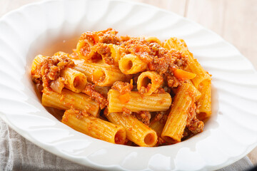 Tortiglioni bolognese pasta dish