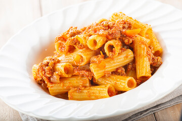 Tortiglioni bolognese pasta dish