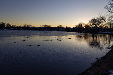 Colorado Lake Sunset with Ducks