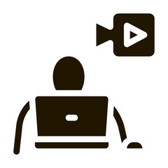 video operator glyph icon vector. video operator sign. isolated symbol illustration