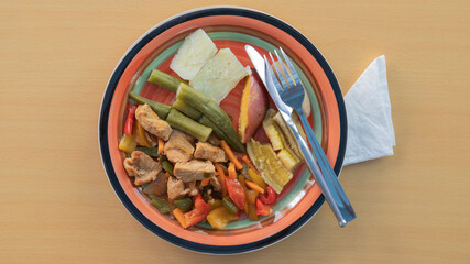 lunch on a plate aerial view