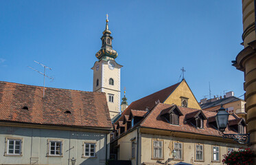 Fototapeta premium Close up view of the city skyline in Zagreb, Croatia