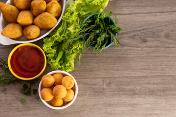 ball cheese, Coxinha of chicken, Brazilian snack