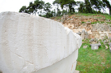 Statue base, List of winners in the Amphiaraeia and Roman Games. The inscription on the pedestal comprises the names of the winners