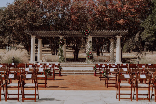 wedding ceremony under a pergola
