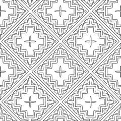 Geometric vector pattern with triangular elements. Seamless abstract ornament for wallpapers and backgrounds. Black and white colors. 