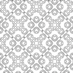 Geometric vector pattern with triangular elements. Seamless abstract ornament for wallpapers and backgrounds. Black and white colors. 