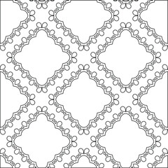 Geometric vector pattern with triangular elements. Seamless abstract ornament for wallpapers and backgrounds. Black and white colors. 