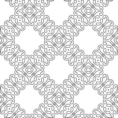 Geometric vector pattern with triangular elements. Seamless abstract ornament for wallpapers and backgrounds. Black and white colors. 