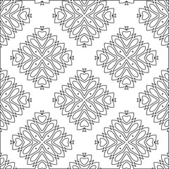 Geometric vector pattern with triangular elements. Seamless abstract ornament for wallpapers and backgrounds. Black and white colors. 