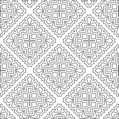 Obraz premium Geometric vector pattern with triangular elements. Seamless abstract ornament for wallpapers and backgrounds. Black and white colors. 