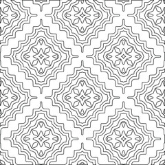 Geometric vector pattern with triangular elements. Seamless abstract ornament for wallpapers and backgrounds. Black and white colors. 