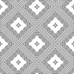 Geometric vector pattern with triangular elements. Seamless abstract ornament for wallpapers and backgrounds. Black and white colors. 