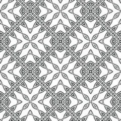 Geometric vector pattern with triangular elements. Seamless abstract ornament for wallpapers and backgrounds. Black and white colors. 