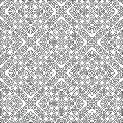 Geometric vector pattern with triangular elements. Seamless abstract ornament for wallpapers and backgrounds. Black and white colors. 