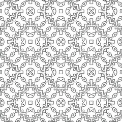  Geometric vector pattern with triangular elements. Seamless abstract ornament for wallpapers and backgrounds. Black and white colors. 