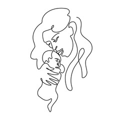 Abstract portrait of a mother hugs an infant
