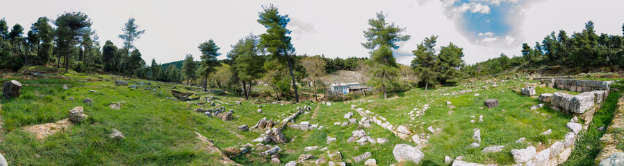 The Amphiareion of Oropos Greece Agora and ruins of ancient houses and damaged ancient ceramics